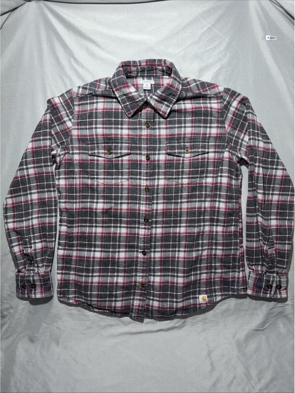 Carhartt Button Up Long Sleeve Shirt Boys M (8/10) Flannel Cotton